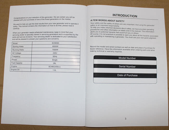 генератор SC9000i инверторный характеристики
