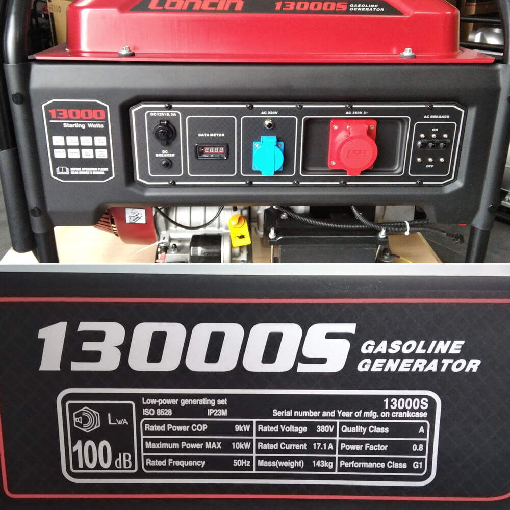 Генератор Loncin LC13000S 3-фазный, панель и характеристики