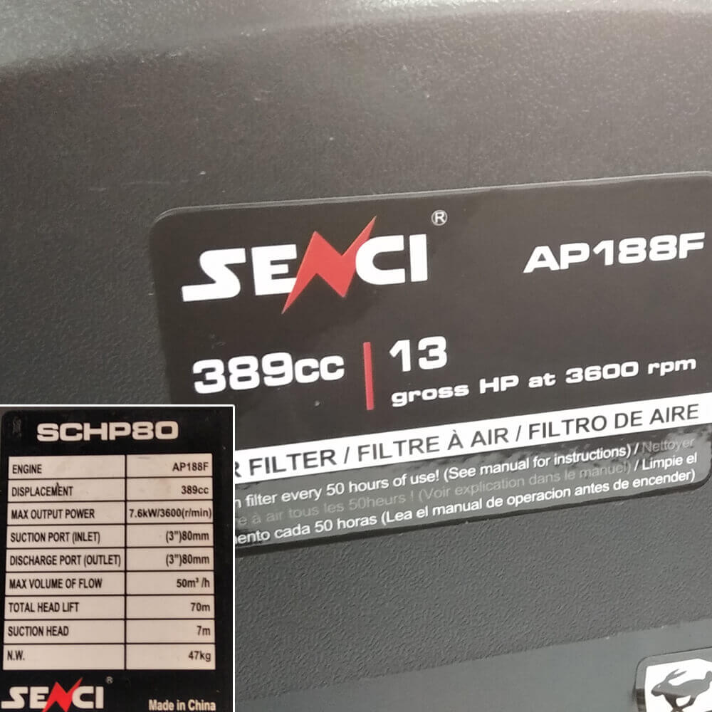 Мотопомпа Senci SCHP80 характеристики