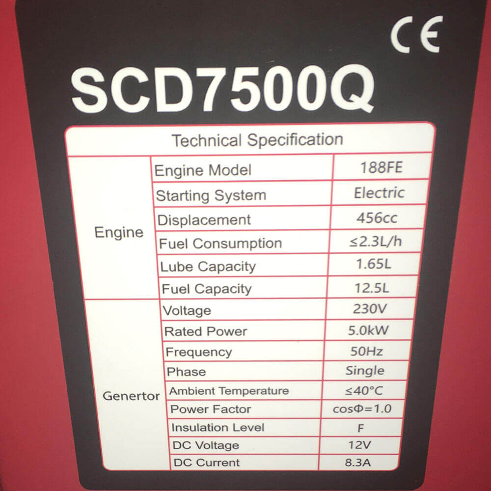 Дизельный генератор SENCI SCD 7500Q технические характеристики